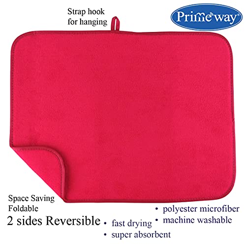 Image of Primeway Honeycomb Polyester 50x38cm Dish Drying Kitchen Platform Sink Mat | 280 GSM | Pink