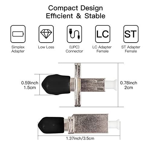 4 Pack Adaptador Óptico Híbrido Fibra ST/UPC a LC/UPC miniatura 5