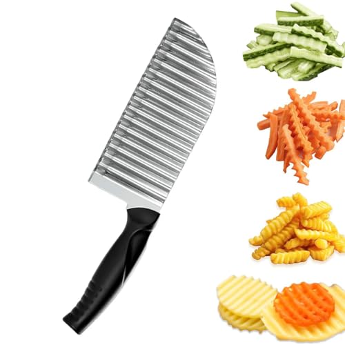 Taglia Patate A Bastoncino, Coltello Taglio Ondulata, Coltello Ondulato In Acciaio Inox Per Patate, Pomodori, Cetrioli, Carote, Frutta, Verdura E Insalata(Bianco)