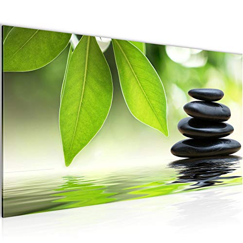 Runa Art Cuadro Decorativo Feng Shui Piedras 1 Parte Moderno Cuadro Lienzo no Tejido para Sala Zen Spa Verde 501112a