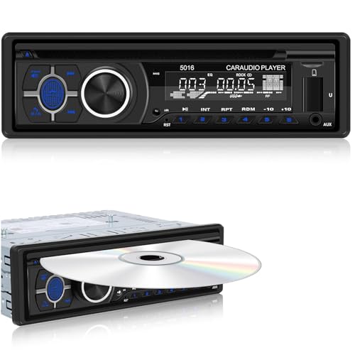 NHOPEEW 1Din Autoradio con Lettore CD - Lettore DVD auto con chiamate in vivavoce Bluetooth - Ricevitori audio con radio AM/FM - DVD/USB/Slot per scheda SD/Porta AUX + Telecomando