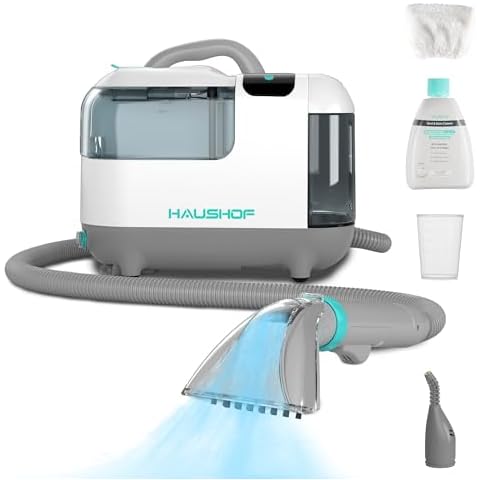 HAUSHOF Steam Portable Carpet and Upholstery Cleaner, Deep Couch Cleaner Machine with 3 Powerful Cleaning Modes for Pet Stains, Sofa, Rug, Mattress, Car Seat and Curtain, Spot & Stain Cleaner Included Cover