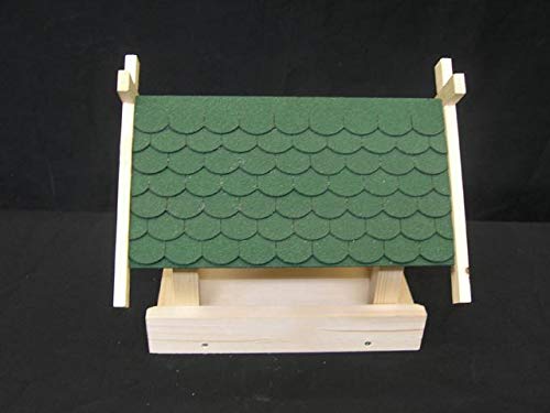 Vogelhaus klein grün Manufaktur Martinshof Länge: 32,00 cm Breite: 29,00 cm Tiefe: 27,00 cm Futterhaus Bausatz, hergestellt in der Werkstatt für behinderte Menschen in Deutschland