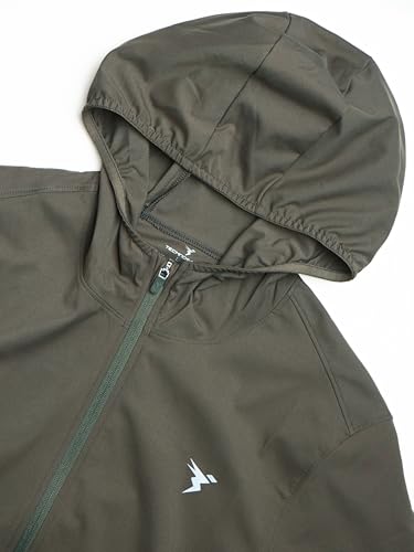 Image of TECHNOSPORT Men's Regular Fit Solid Hooded Neck Jacket With Ts Flexi, UPF50+ for Sports, Gym & Regular Use