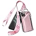 hongping für iPhone 12 / iPhone 12 Pro Hülle mit Kartenhalter, Necklace Hülle mit Band, Kein Verstellbarer PU-Leder Crossbody/Halsketten-Umhängebandriemen, Lanyard Handyhülle