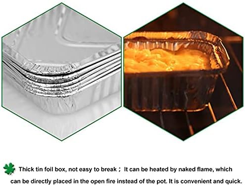 WSHA 1750ML Disposable Aluminum Foil Steam Pan Baking Roast Pans with Flat Lids and Silicone Brush, 10PACK
