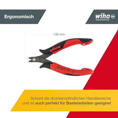 Wiha Präzisions Seitenschneider Elektronik klein (27388) sehr schmaler spitzer Kopf ohne Wate 130mm Drahtschneider Elektroinstallation in… – Ansicht 3