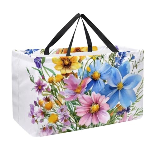 Bolsa de compras reutilizable para comestibles, plegable, bolsa de compras lavable, se mantiene vertical para picnic y camping, coches de carreras coloridos en la pista de carreras, Multicolor 09,