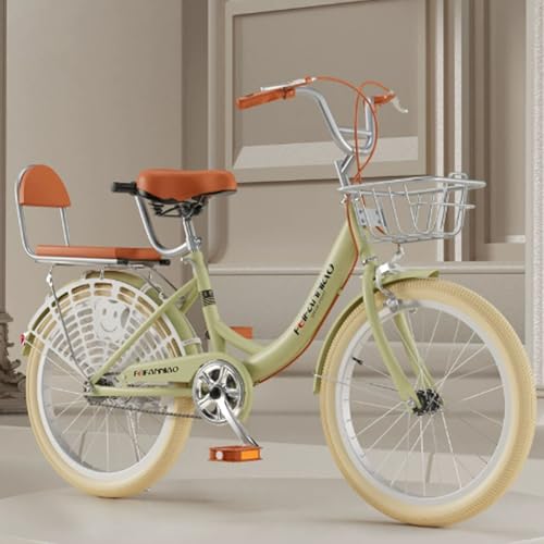 大人用自転車 20/22/24/26インチ 通勤用自転車 軽くて快適 快適なペダル リアラック バスケット 、誕生日プレゼントに最適 多色展開(緑,20インチ)