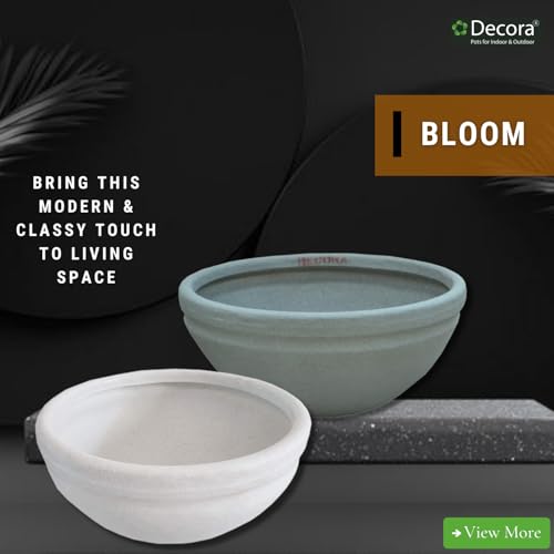 Image of Decora Bloom Round Pot (Stone Grey)(Large)(TCB 60) || Pots for Plants Polymer || Lightweight || Indoor-Outdoor || Non-Breakable || Non-Fading || Plant Directly || (with Drainage Hole)