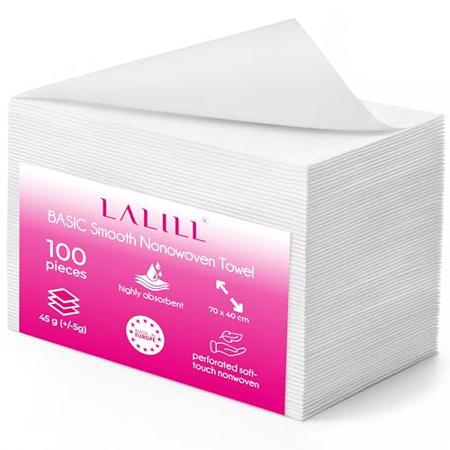 LALILL Toallas Desechables 70x40 cm - 100 Unidades de Tejido No Tejido Suave y Absorbente - Para Bebés, Estética, Sauna, Mascotas, Cuidados, Viajes, Pedicura - Higiénicamente Envasadas