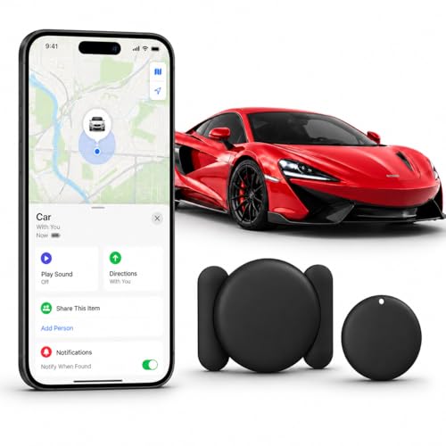 GPS Tracker for Vehicles, iOS Only Magnetic Car Tracker, Waterproof Mini GPS Tracker for Cars, Trucks, Motorcycle, Anti-Theft Vehicle Locator, No Subscription Fee