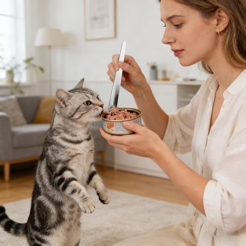 Stainless Steel Cat Spoon, Integrated Long Handle Ergonomic Lightweight Cat Food Spoon,Waterproof Rustproof Precise Portion Control Dishwasher Safe Small Spoons for Pet Cat Wet Food Cans，7.6 Inch - image 5