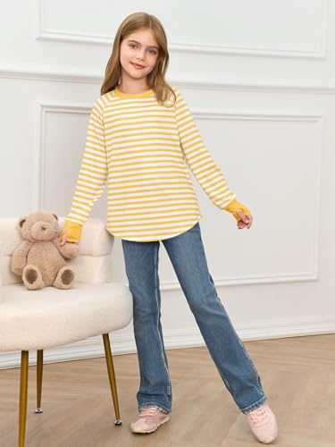 Image of Haloumoning Girls Striped Long Sleeve Shirts 5-14 Years