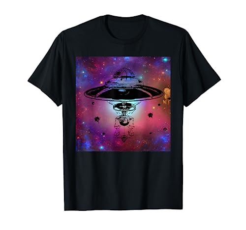 Vintage Funny Alien UFO T-shirt, Preto