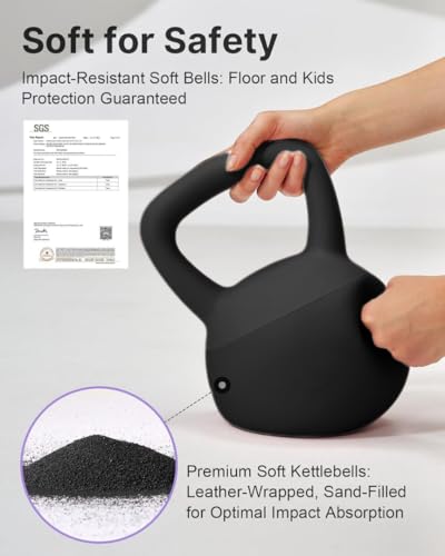 Image of Soft Kettlebells with Cushioned Impact-Resistant Base and Anti-Slip, Wide-Grip Handle for Home Workouts, Weightlifting, and Full Body Strength Training (Black (3kgs))