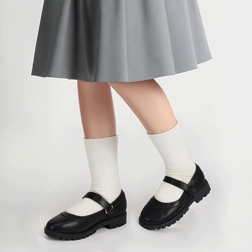 Hehainom Girls Mary Jane Dress Shoes School Uniform Shoes Flower Toddler Little Kid Round Toe Platform Flats2