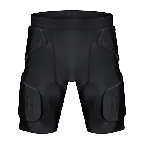 TUOY Men's Padded Compression Shorts 5-Pad Football Girdle Hip Thigh Protector Cover