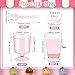 210 Pcs Mini Dessert Cups with Spoons Pink Clear Pastic Dessert Cups 5 oz, Dessert Square Shot Glasses & Round Goblet Shooters & Plastic Spoons & Stickers Ice Cream Fruit Cake Cup Party Supplies