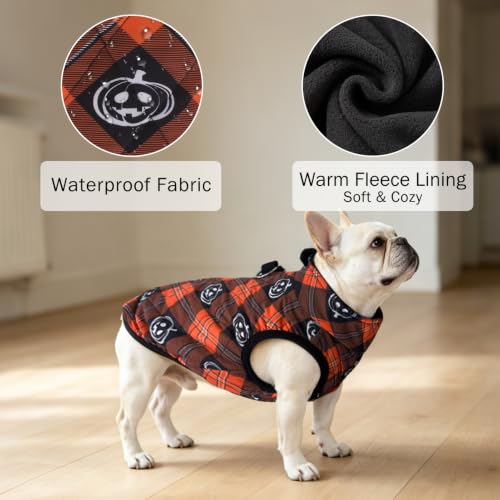 Image of SCENEREAL Halloween Winter Dog Vest Coat with Harness Built in