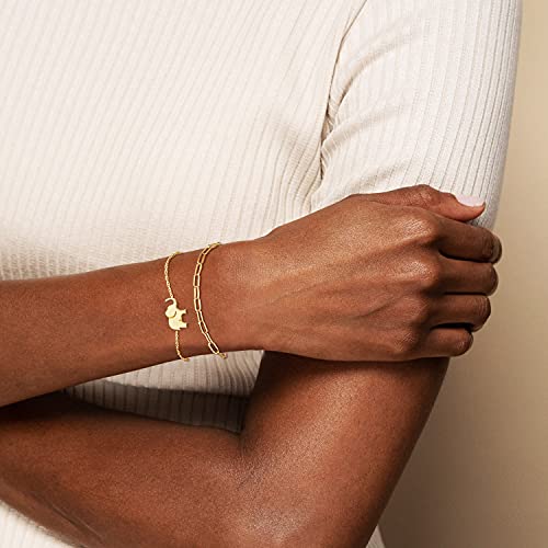 FANCIME Yellow Gold Plated 925 Sterling Silver Cable Link Chain Cute Elephant Dainty Delicate Bracelet Jewelry Easter Gifts For Women Friendship Charm Adjustable Teens, 15 + 3cm - Image 6
