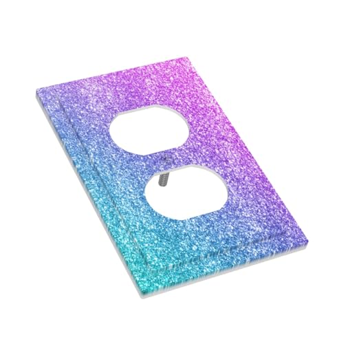 Decorative Outlet Covers Gillter Purple Pink Blue Gradient Sparkle 1 Gang Duplex Light Switch Cover Plate Unique Wall Plate Electrical Switch Plate Covers for Bedroom Home Decor