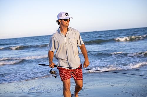 Image of HUK Men's Tide Point Kc Scott Original Artwork Short Sleeve Shirt, Fishing Button Down