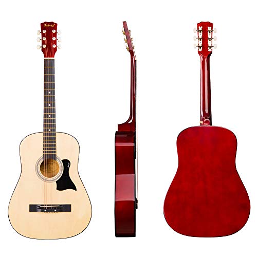 Image of JUAREZ 96.52 cm (38 Inch) Acoustic Guitar with Dual Action Truss Rod, JRZ38C-CTR-NAT Bag, Picks, Allen Key, Extra String Set, Natural