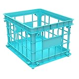 Storex Standard File Crate – Letter and Legal Document and Folder Storage, Teal, 1-Pack...