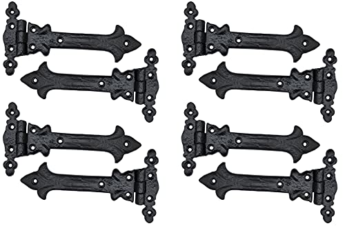 Image of Adonai Hardware Adonijah Antique Cast Iron Strap T Hinge (6 inch X 8 Pack, Matte Black) for Barn Doors, Gates, Kitchen Cabinets, Sheds, Wooden Box, Furniture, Cedar Chest and Trunks