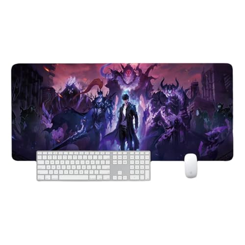 Solo Anime Leveling Game Pad Cartoon Sung Jin Woo Gaming Mouse Pad Mat Non-Slip Rubber Desk Mat for Gaming Office Home Mousepad Multiple Sizes (31.5 * 11.8 * 1.2,Shape 22)