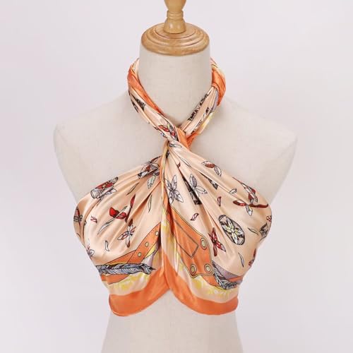 Silky Head Scarf Lightweight Satin Hair Scarf Printed Square Scarf Bandanas Fashion Neck Tie for Women 35 Inches3