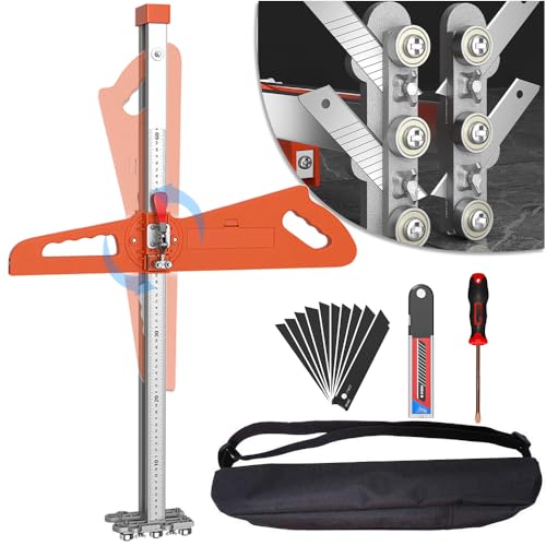 Drywall Cutting Tool Foldable with Positioning - New Upgraded Double Row 4 Blades - Drywall Cutter for Wall Build Decoration - Sheetrock Cutting Tool with 19 Wheels - Gypsum Board Cutting (24in)