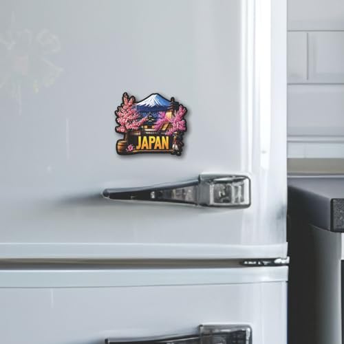 Image of CVANU Japan Country Landmark Theme 2pcs MDF Fridge Magnet - Wooden Travel Souvenir Refrigerator Decorative Collectible Magnet