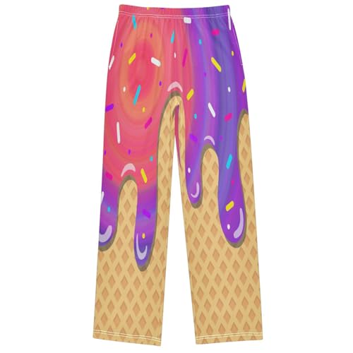 Boy's Pants Pink Red Ice Cream Jogger Pants Elastic Waist Long Bottoms Trousers with Pockets 6-14 Years