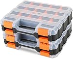 Organisateur de petites pièces 2 PCS Boîte à outils de cas de stockage 34-Compartments Boîte d'organisateur double côté avec séparateurs amovibles pour petit matériel, vis, boulons, écrous, ongles, perles