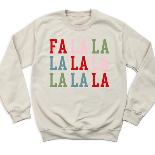FA LA LA Christmas Sweaters, Merry Christmas Sweatshirt Hoodie, Unisex Crewneck Sweatshirt, Christmas Letter Print Top, Xmas Hoodie2