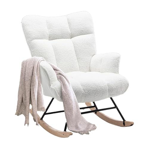 Aunekiv Rocking Chair for Nursery, White