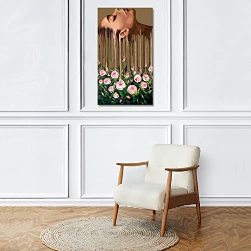 Image of RANGOLI 100% Cotton Stretched Canvas Painting 400 GSM, Framed Brain Rose Canvas Abstract Wall Art for Living Room, 3D Paintings for Wall Decor (18 x 30 Inch With Frame)
