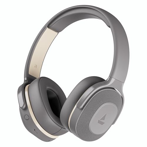 Image of Boat Rockerz 413, 60H Battery, 40Mm Drivers, Dual Pair,ENx Tech, Low Latency, Stream Ad Free Music via App Support, Bluetooth Headphones, Wireless Over Ear Headphone with Mic (Ash Grey)