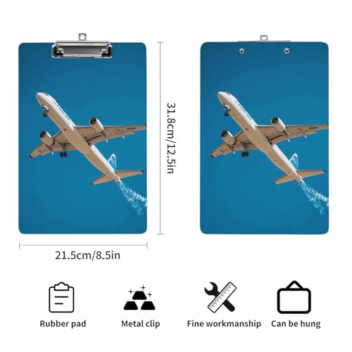 Porte-bloc bleu classique imprimé avion format A4 en plastique résistant