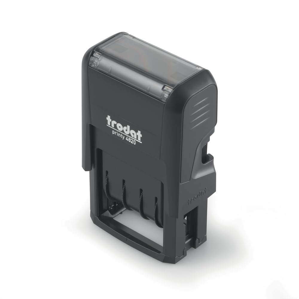 Trodat Printy 4820 - Timbro con data, giorno, mese, anno, 12 anni consecutivi, inchiostro nero, dimensioni 25 x 4 mm