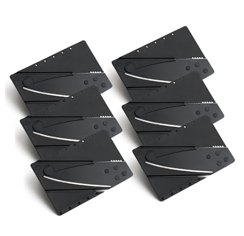 PRECORN Kreditkartenmesser 6 Stück schwarz Faltmesser Klappmesser Camping-Messer Taschenmesser Kreditkarten Messer