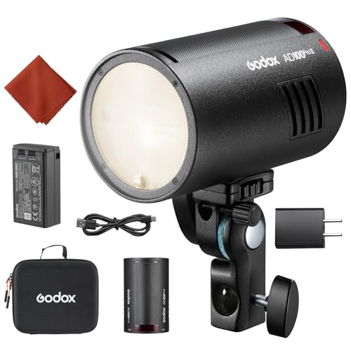 GODOX AD100ProII Blitz kit AD100Pro Upgrade Studioblitz Licht Fotografie 100Ws 2.4G Wireless HSS 1/8000s Outdoor Blitzlicht USB-C Laden 2850mAh Akku 490 Vollleistungsblit TTL/M Modu LED-Modellierlampe