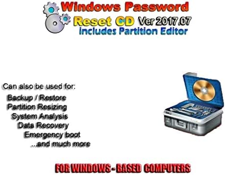 Recovery Boot Password Reset CD Plus for Windows XP, Vista, 7, 8 (All Versions of Windows)