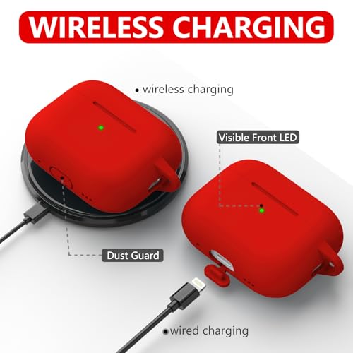 Image of Ljusmicker for AirPods Pro Case Cover with Cleaner Kit,Deep Red