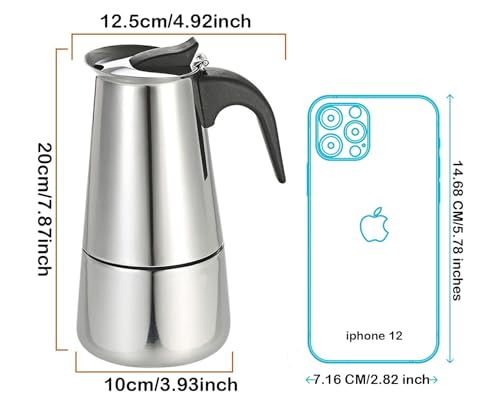 Image of Stainless Steel Espresso Watt Coffee Maker Percolator Moka Pot Cup for Italian Espresso /Decoction Coffee /Mocha /South Indian Filter Kaapi Home Machine (Silver) 350ml