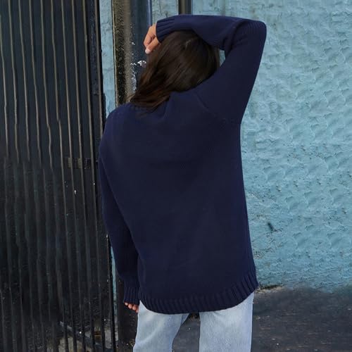 Image of Womens American Flag Sweater Long Sleeve Crew Neck Star Graphic Knit Pullover Tops Casual Loose USA Sweater