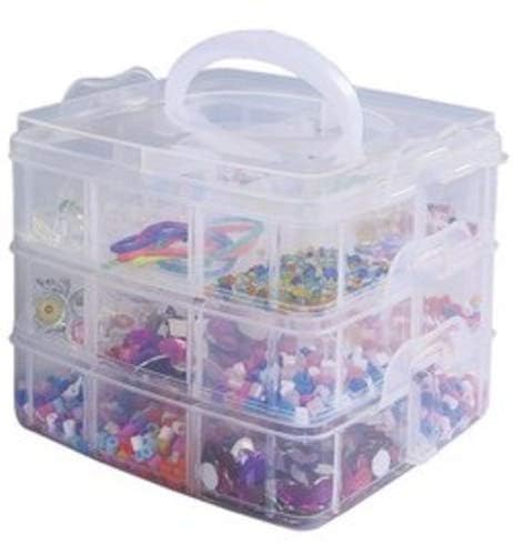 White 3 Tier 18 Grid Multipurpose Jewellery and Craft Storage Organizer Case