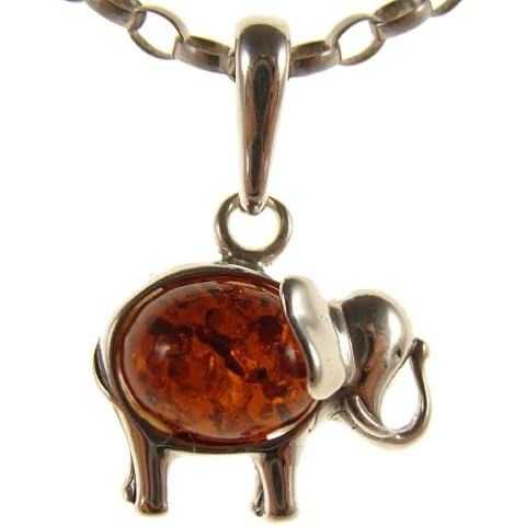 Baltic amber and sterling silver 925 cognac elephant pendant jewellery jewelry (no chain) Cover